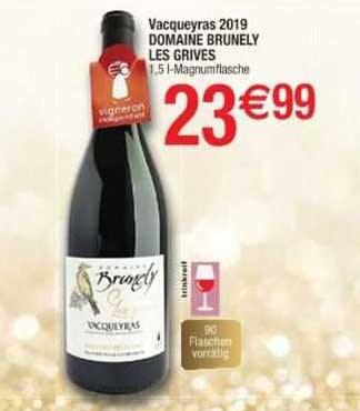 vacqueyras 2019 domaine brunely les grives