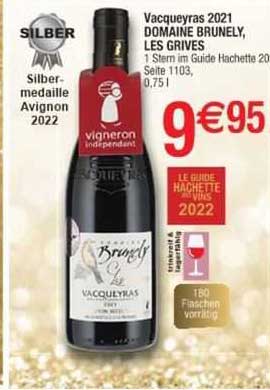 vacqueyras 2021 domaine brunely, les grives