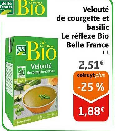 velouté de courgette et basilic le réflexe bio belle france