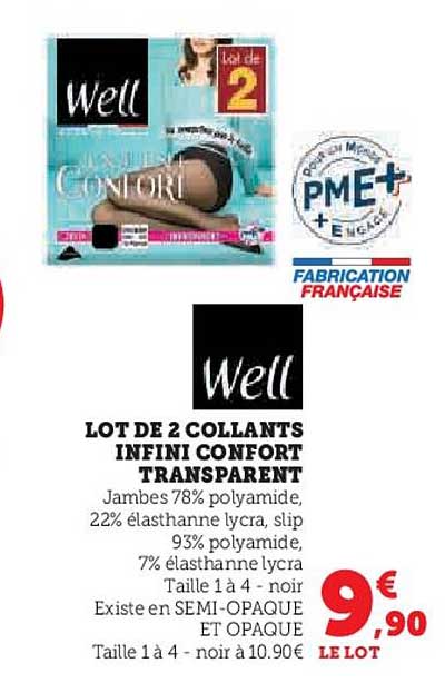 well lot de 2 collant infini confort transparent