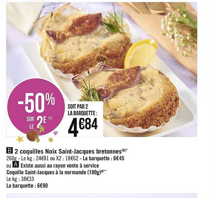 2 coquilles noix saint-jacques bretonnes