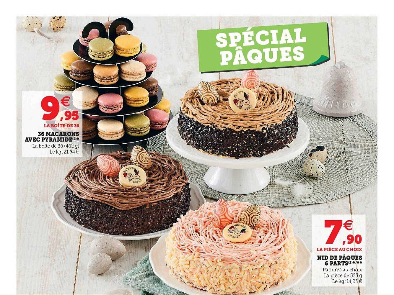 36 macarons avec pyramide, nid de pâques 6 parts