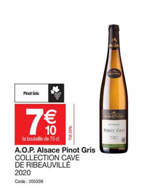 a.o.p. alsace pinot gris collection cave de ribeauvillé