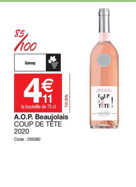 a.o.p. beaujolais coup de tête 2020