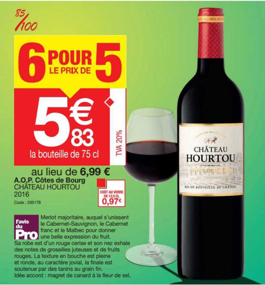 a.o.p. côtes de bourg château hourtou 2016