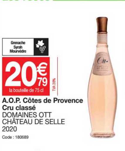 a.o.p. côtes de provence cru classé domaines ott château de selle 2020