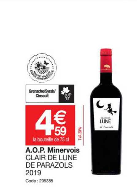 a.o.p. minervois clair de lune de parazols