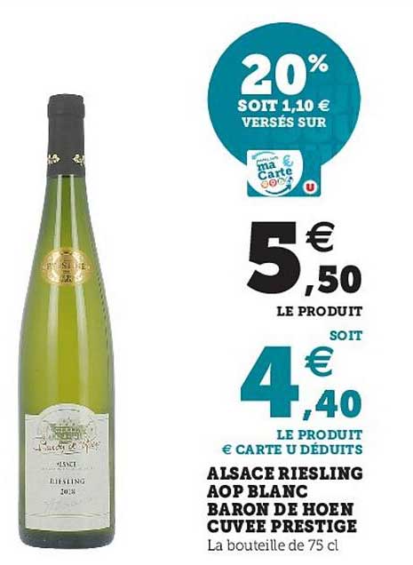 alsace riesling aop blanc baron de hoen cuvée prestige