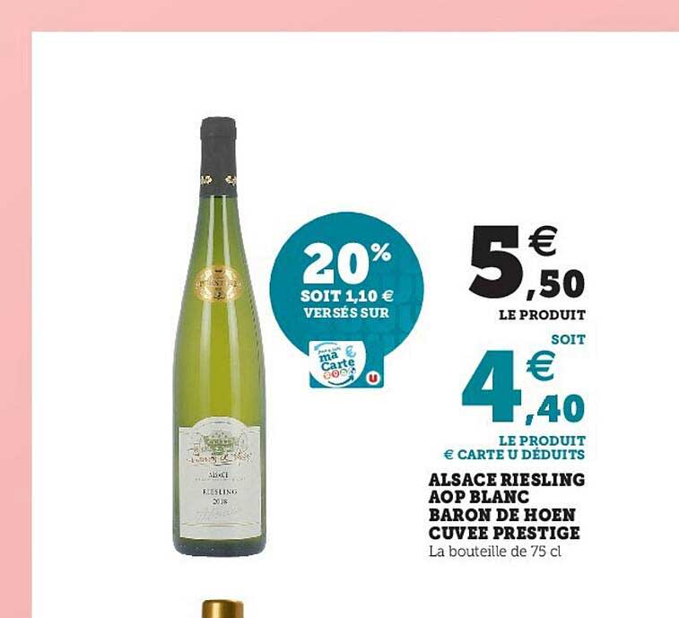 alsace riesling aop blanc baron de hoen cuvée prestige