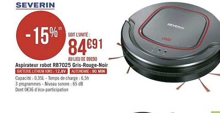 Aspirateur Robot Rb7025 Gris-rouge-noir Severin