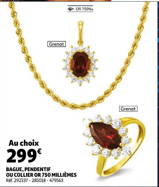 bague, pendentif ou collier or 750 millièmes