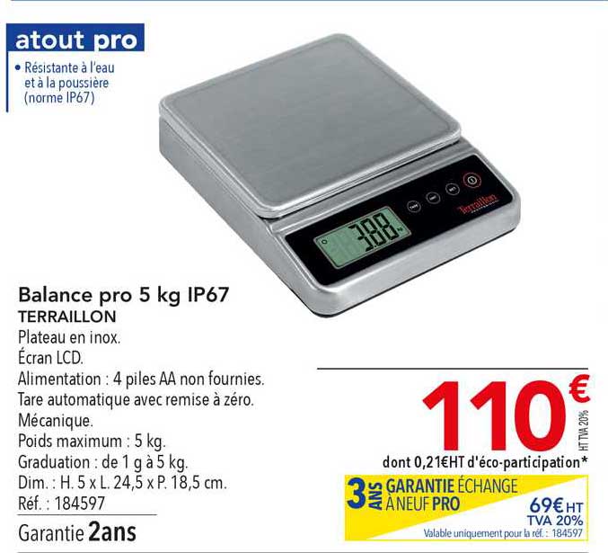 balance pro 5 kg ip67 terraillon