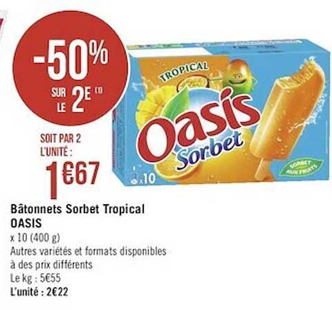 Bâtonnets Sorbet Tropical Oasis