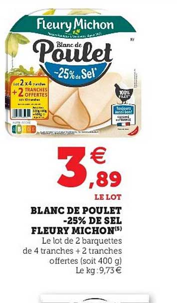 blanc de poulet -25% de sel fleury michon