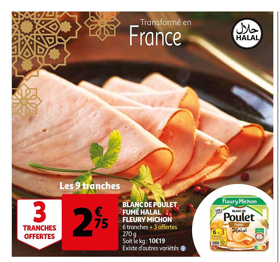 blanc de poulet fumé halal fleury michon