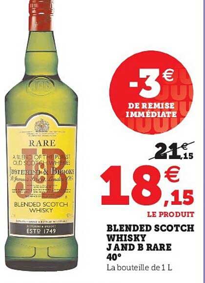 blended scotch whisky j and b rare 40°