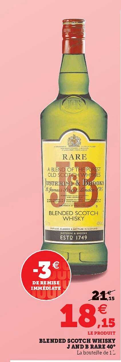 blended scotch whisky j and b rare 40°