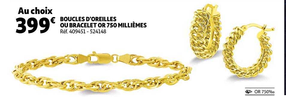 boucles d'oreilles ou bracelet or 750 millièmes