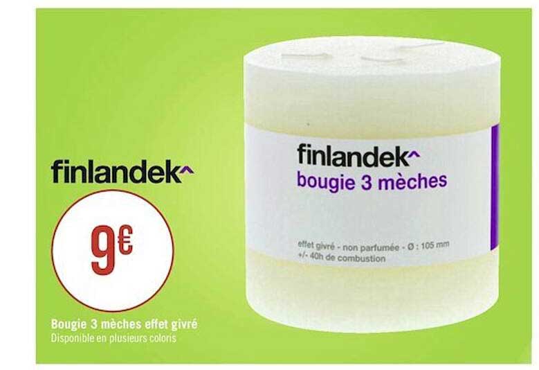 bougie 3 mèches effet givré finladek^