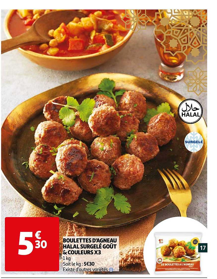 boulettes d'agneau halal surgelé goût & couleurs x3