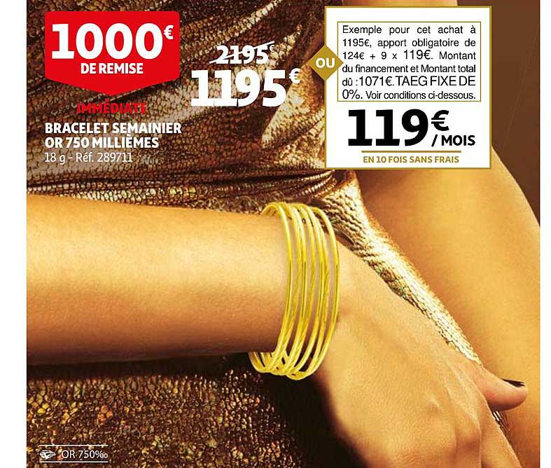Bracelet Semainier Or 750 Millièmes