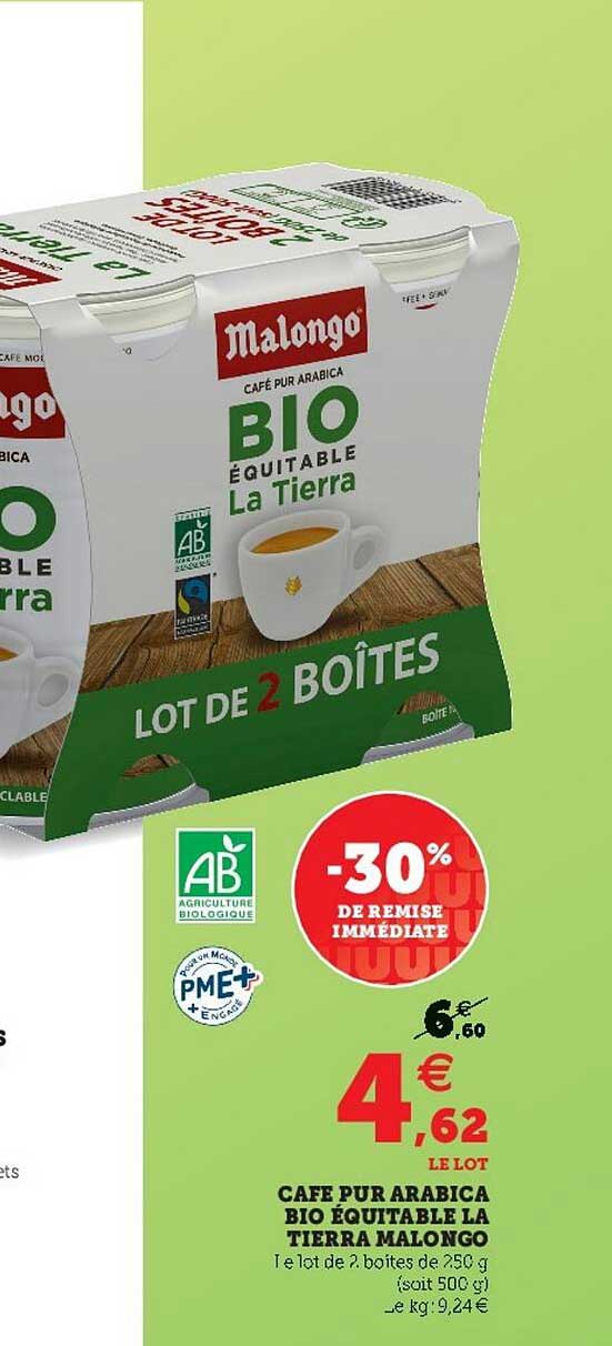 café pur arabica bio équitable la tierra malongo