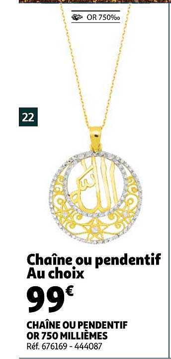 chaîne ou pendentif or 750 millièmes