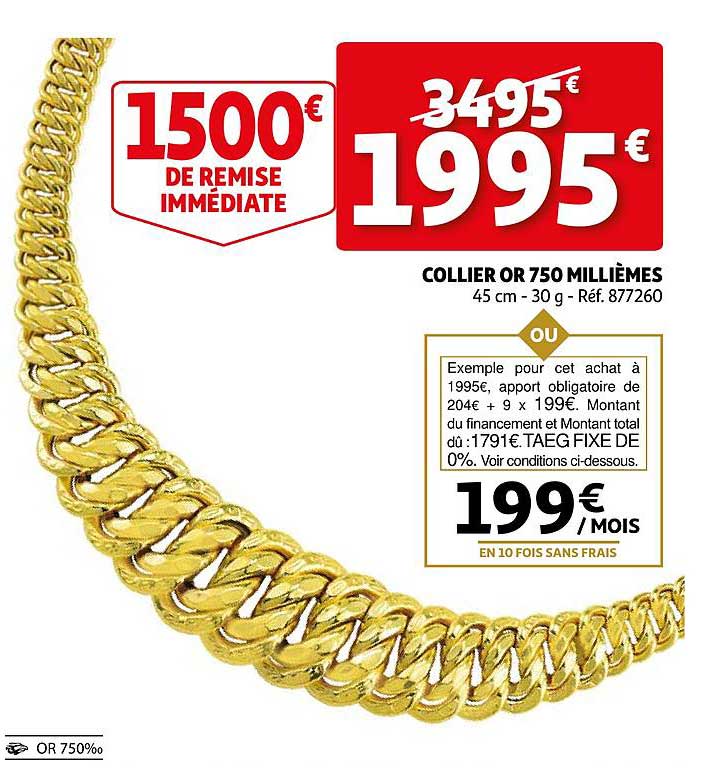 collier or 750 millièmes