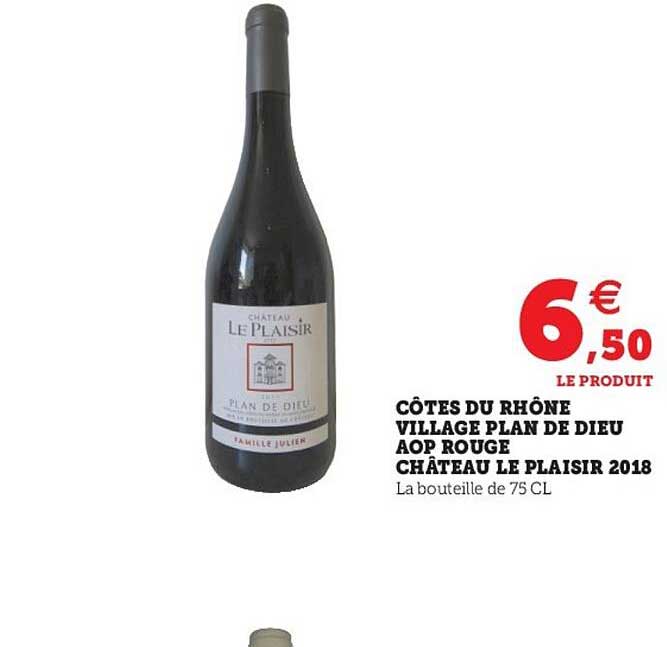 côtes du rhône village plan de dieu aop rouge château le plaisir 2018