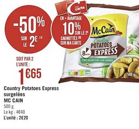 country potatoes express surgelées mc cain