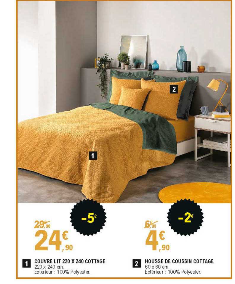 couvre lit 220 x 240 cottage, housse de coussin cottage