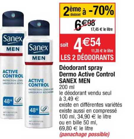 déodorant spray dermo active control sanex men