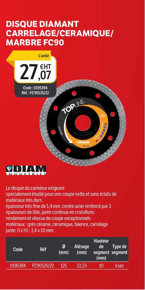disque diamant carrelage céramique marbre fc90 diam industries