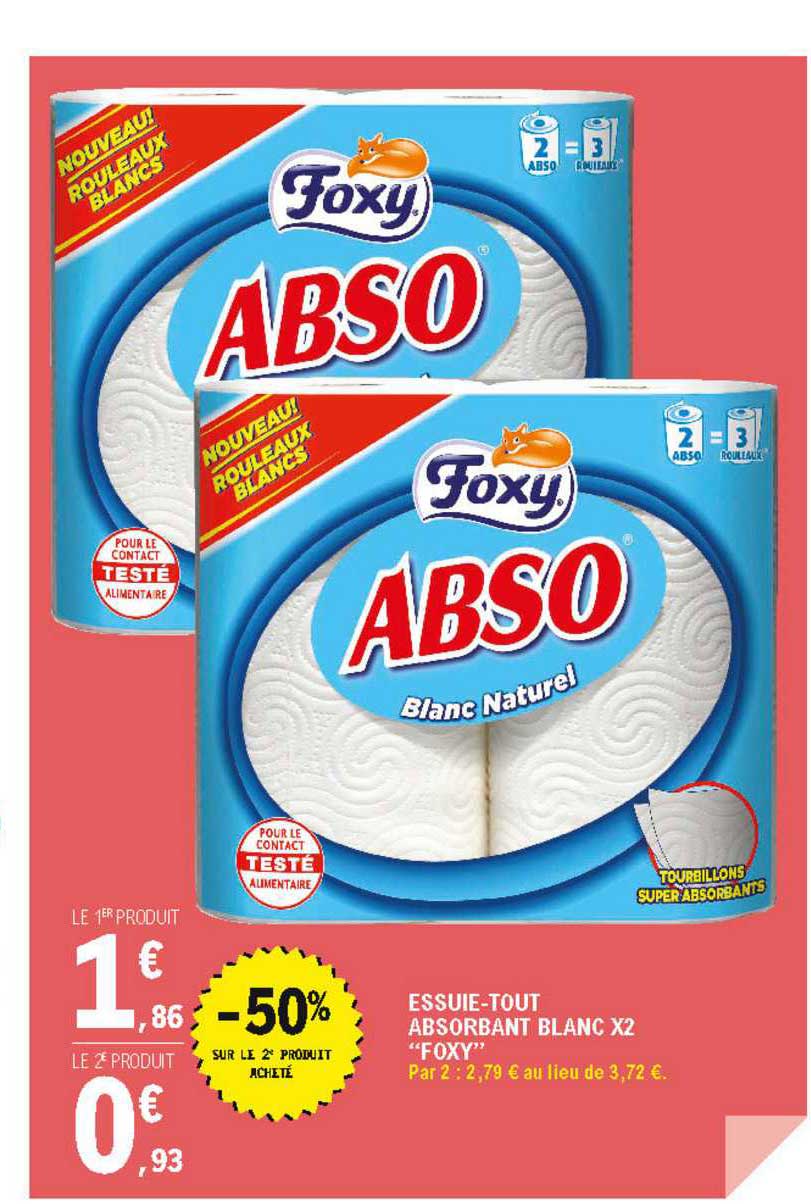 essuie-tout absorbant blanc x2 "foxy"