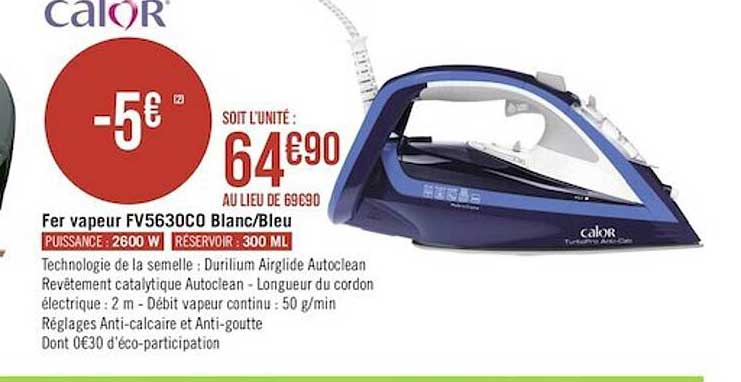 fer vapeur fv5630co blanc-bleu calor
