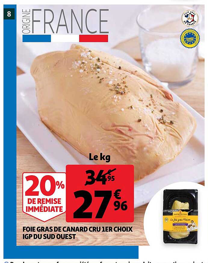 foie gras de canard cru 1er choix igp du sud ouest