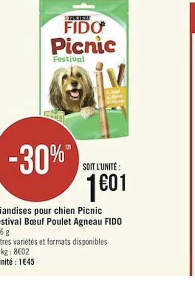 friandises pour chien picnic festival bœuf poulet agneau fido