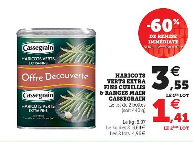 Haricots Verts Extra Fins Cueillis & Rangés Main Cassegrain