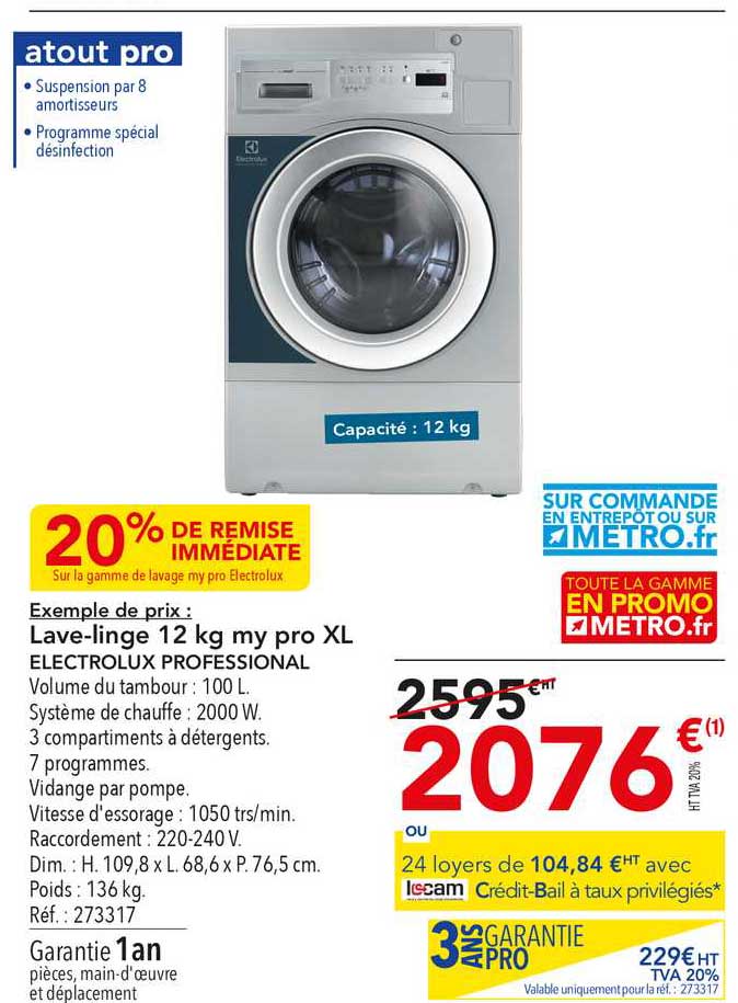 lave-linge 12 kg my pro xl electrolux professional