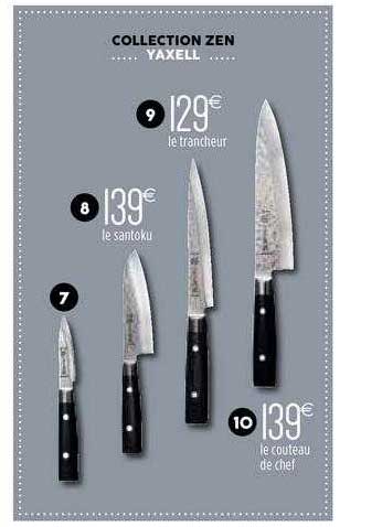 le trancheur, le santoku, le couteau de chef collection zen yaxell