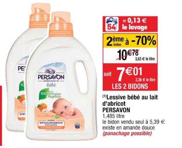 lessive bébé au lait d'abricot persavon