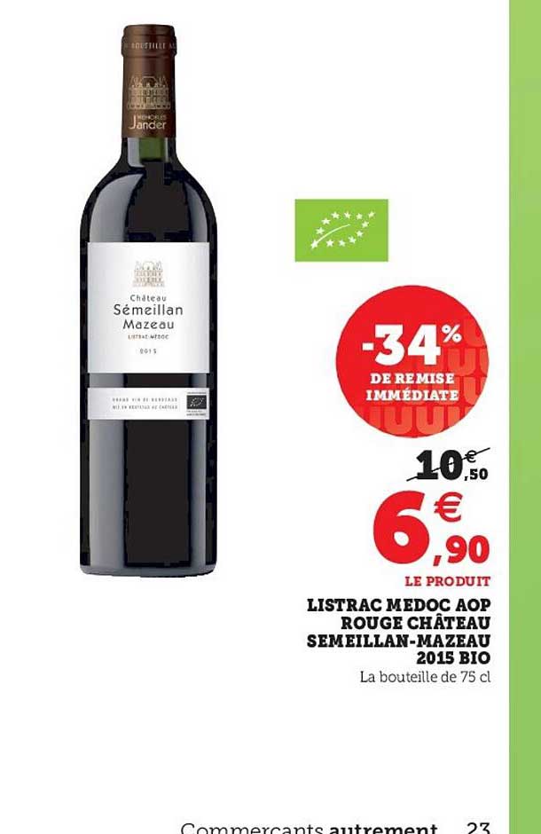 listrac medoc aop rouge château semeillan-mazeau 2015 bio