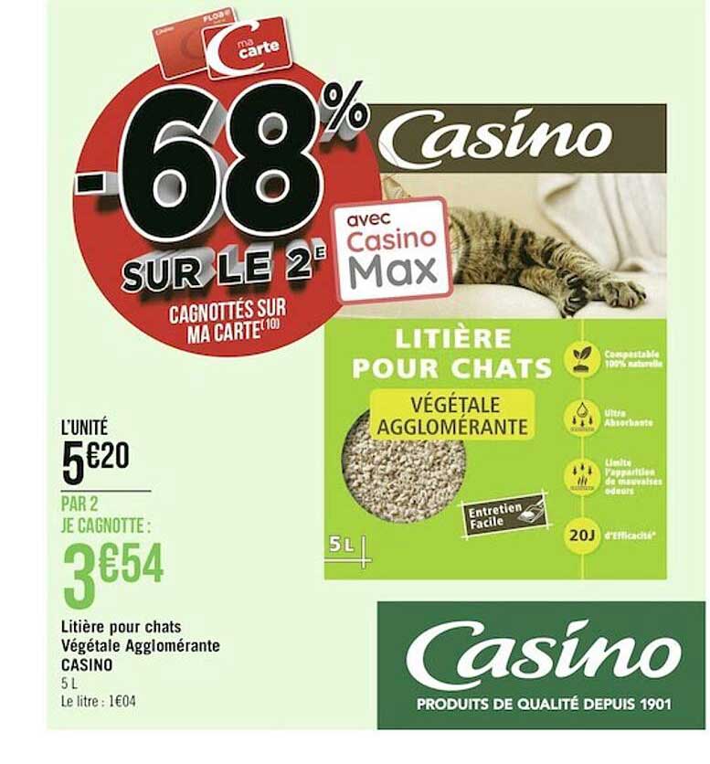 Litière Pour Chats Végétale Agglomérante Casino