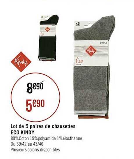 lot de 5 paires de chaussettes eco kindy
