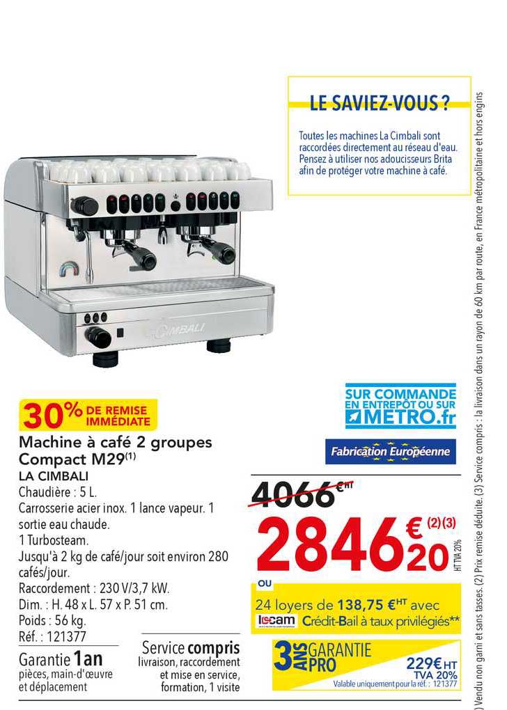 machine à café 2 groupes compact m29 la cimbali
