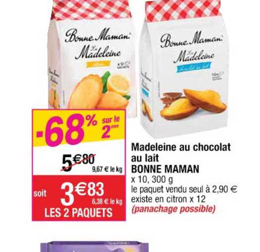 madeleine au chocolat au lait bonne maman