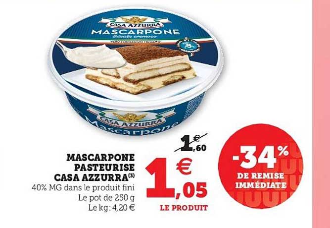 mascarpone pasteurisé caza azzurra