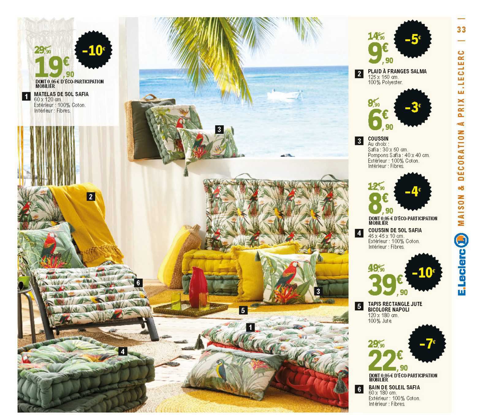 matelas de sol safia, plaid à franges salma, coussin, coussin de sol safia, tapis rectangles jute bicolore napoli, bain de soleil safia