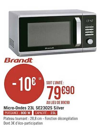micro-ondes 23l se2302s silver brandt