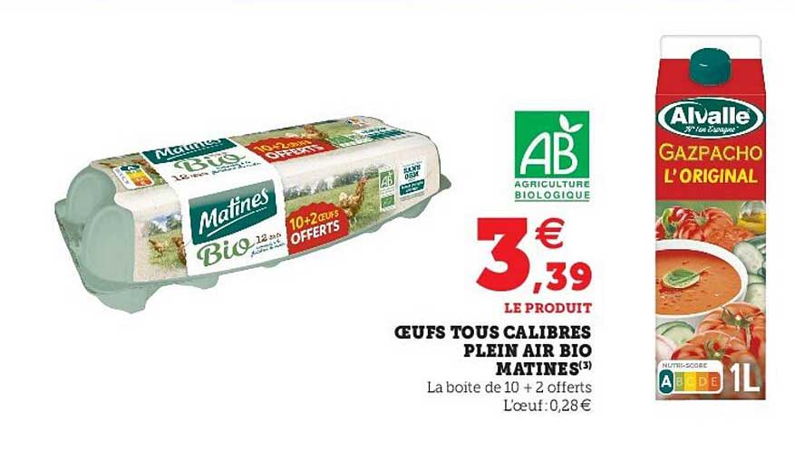 oeufs tous calibres plein air bio matines